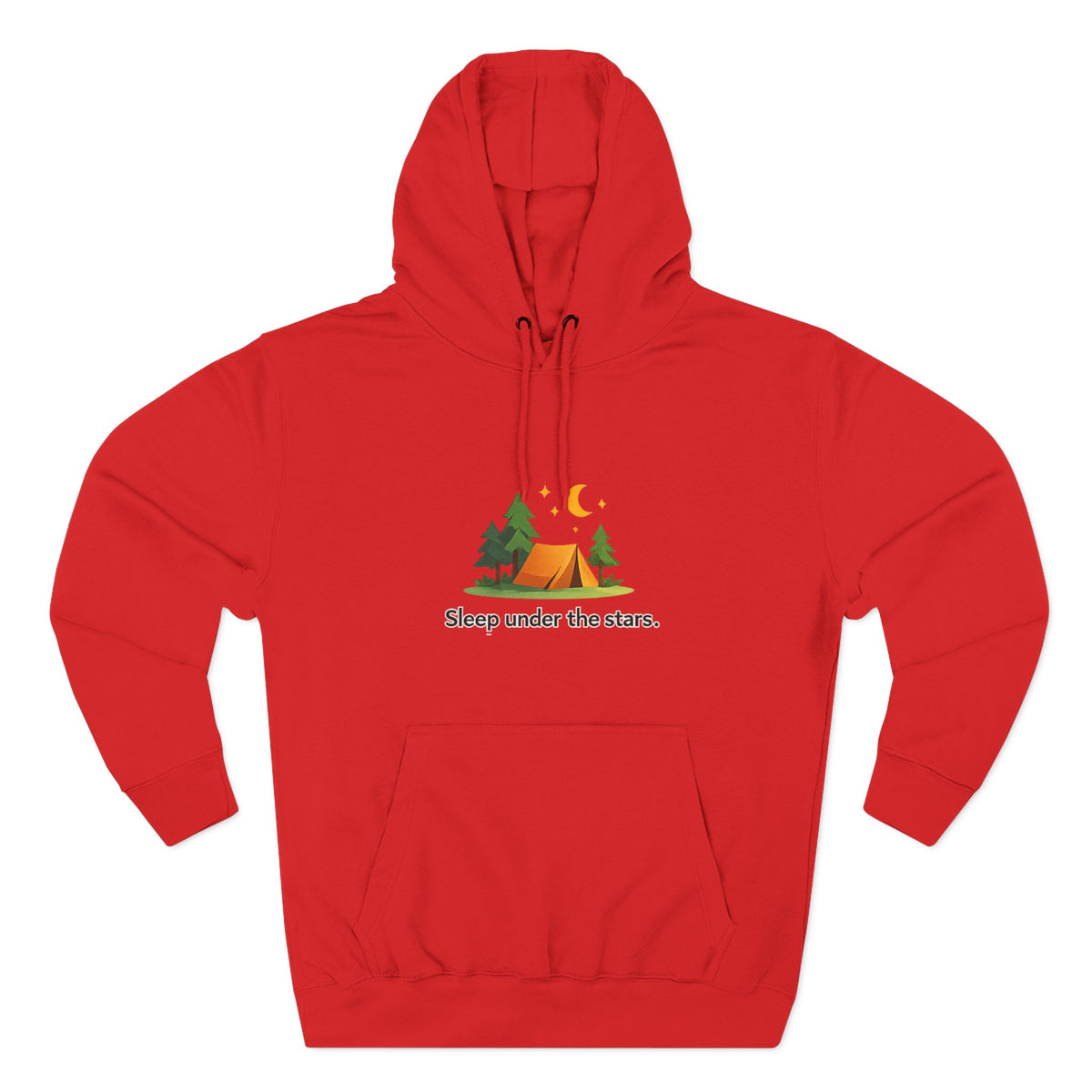 Camping Hoodie — "Sleep Under the Stars" Tent & Moon Graphic
