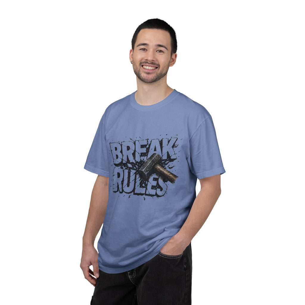 Break Rules T-Shirt — Graphic 'Break Rules' Design with Hammer