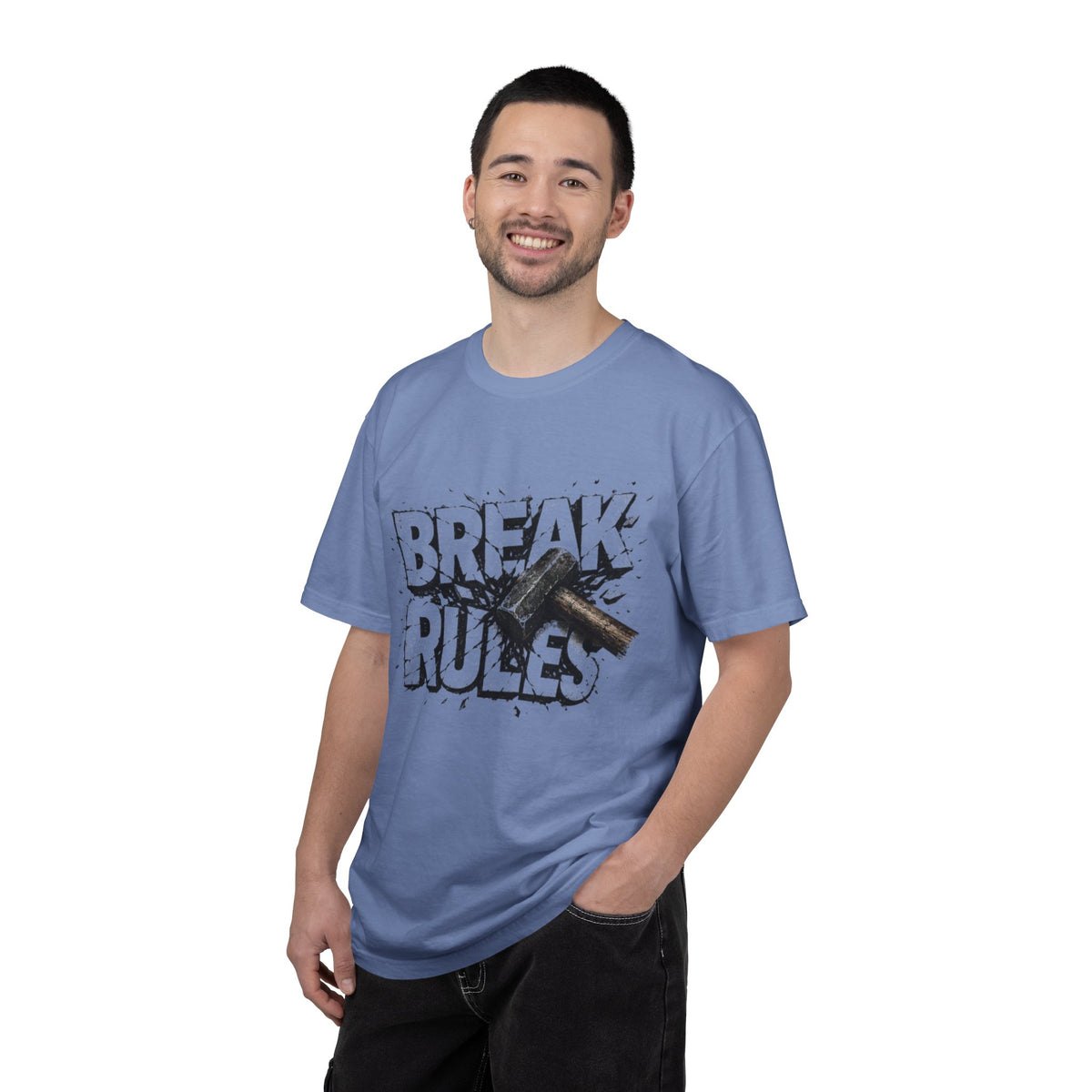 Break Rules T-Shirt — Graphic 'Break Rules' Design with Hammer