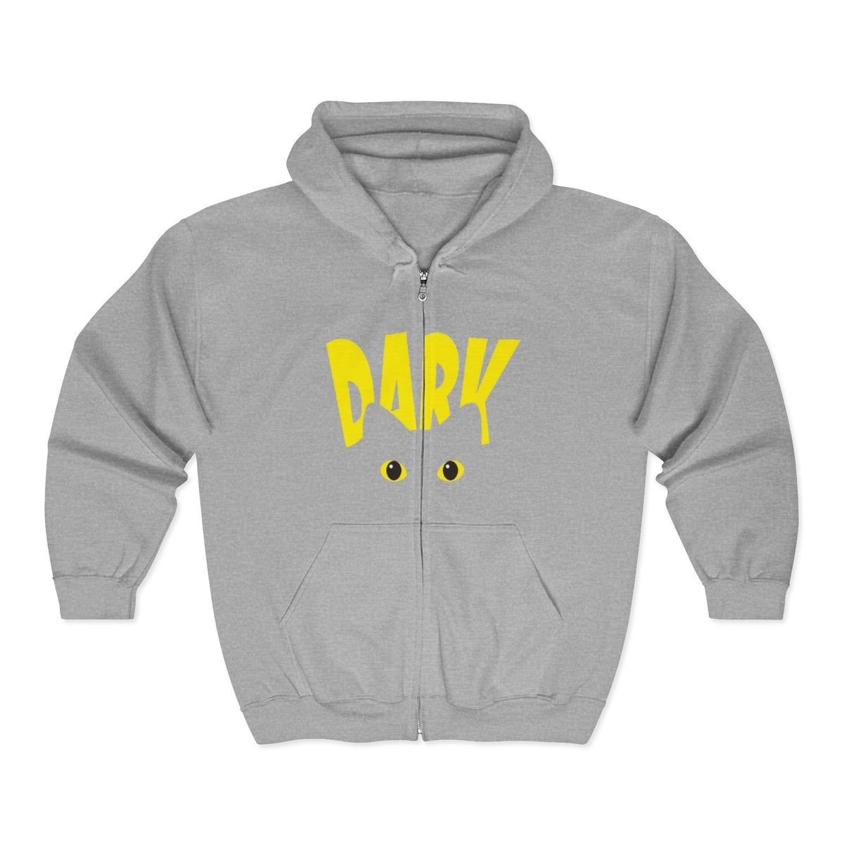 Dark Eyes Zip Hoodie — Halloween Black Cat Graphic Full-Zip Sweatshirt
