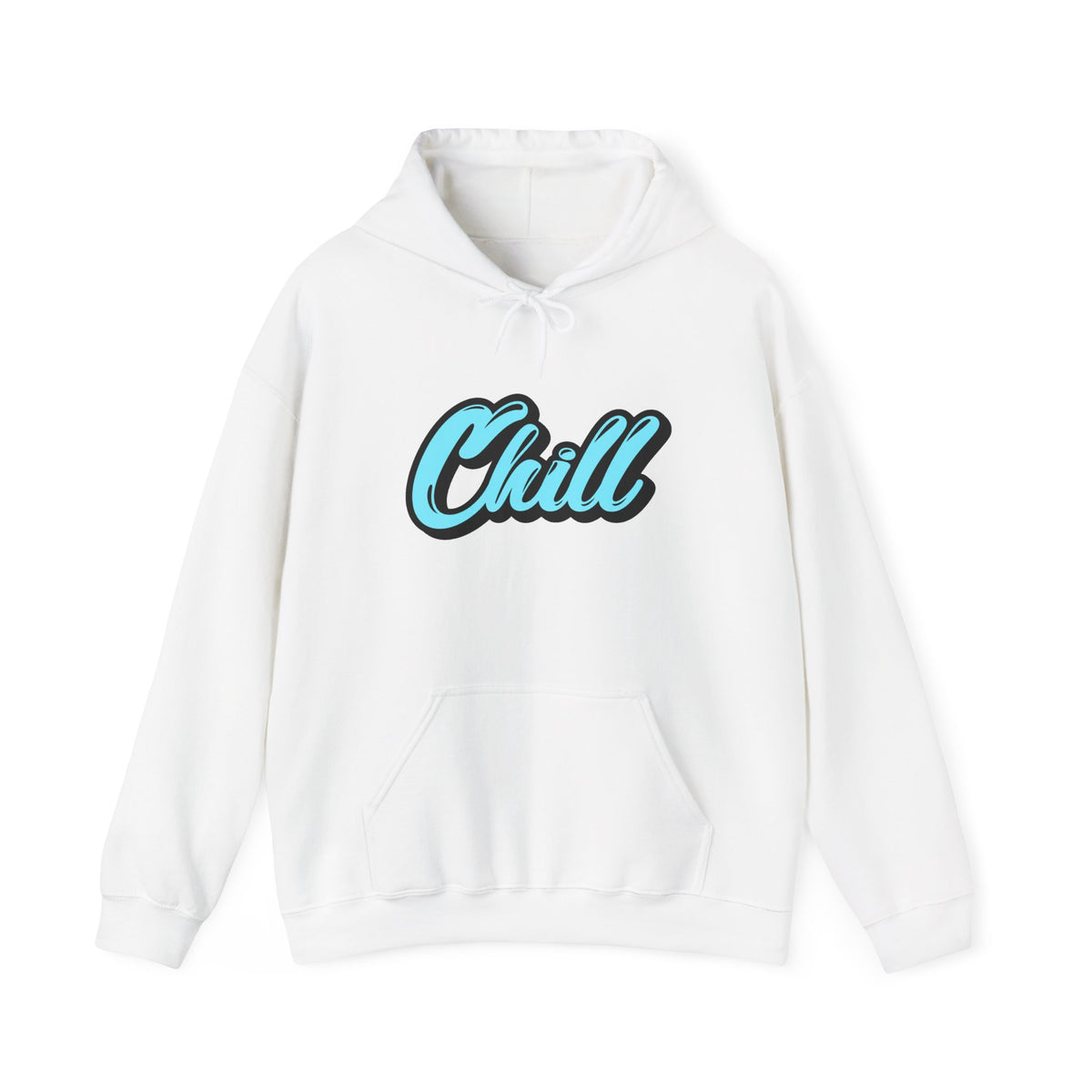 Chill Script Hoodie — Retro Blue Chill Graphic Pullover