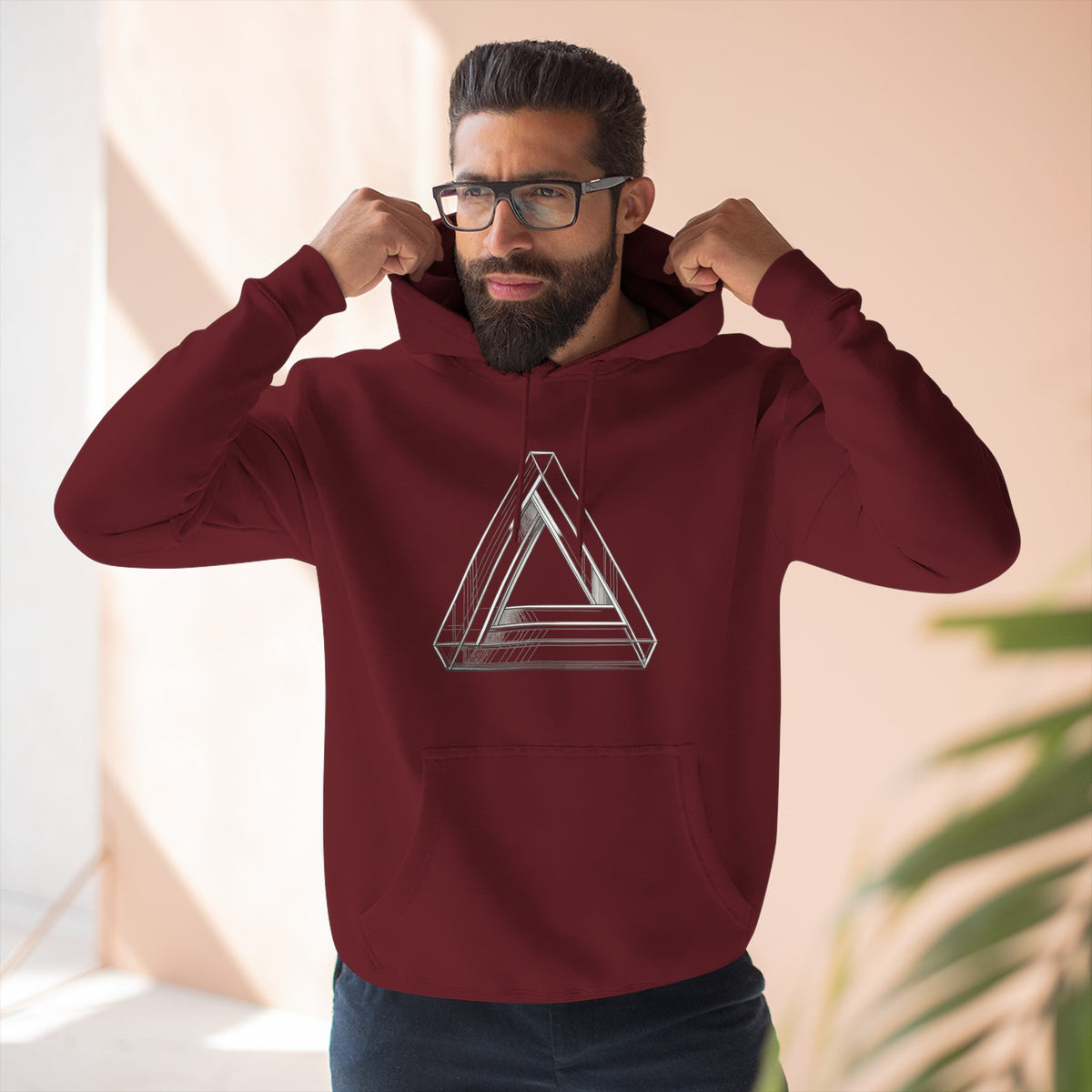 Minimal Geometric Triangle Hoodie — Three-Panel Illusion Design