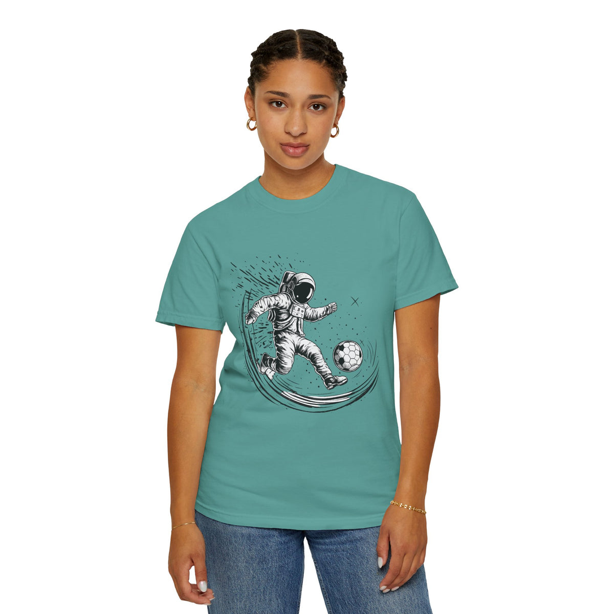 Astronaut Soccer T-Shirt — Space Football Graphic Tee
