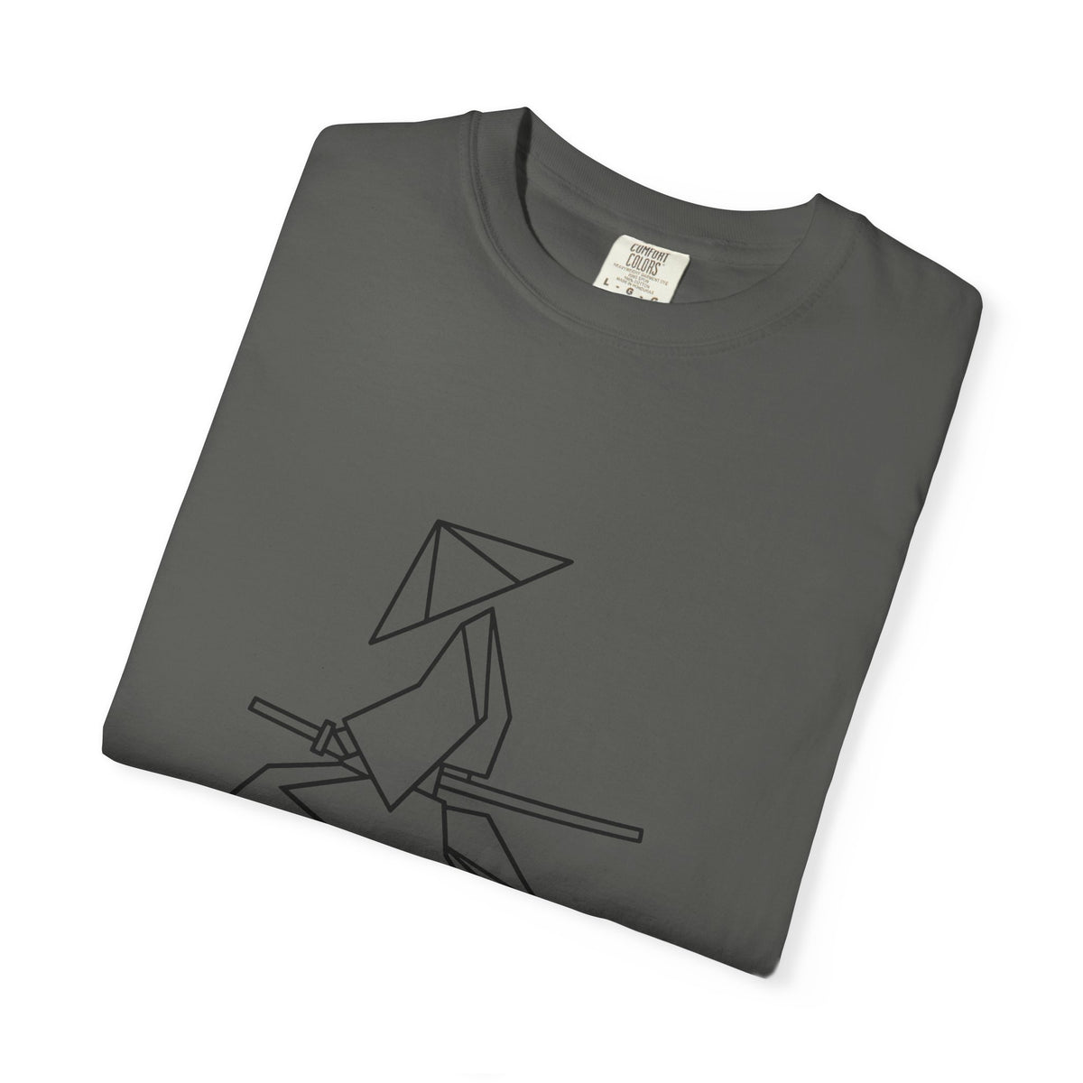 Samurai Line Art T-Shirt — Minimal Origami Swordsman Graphic Tee