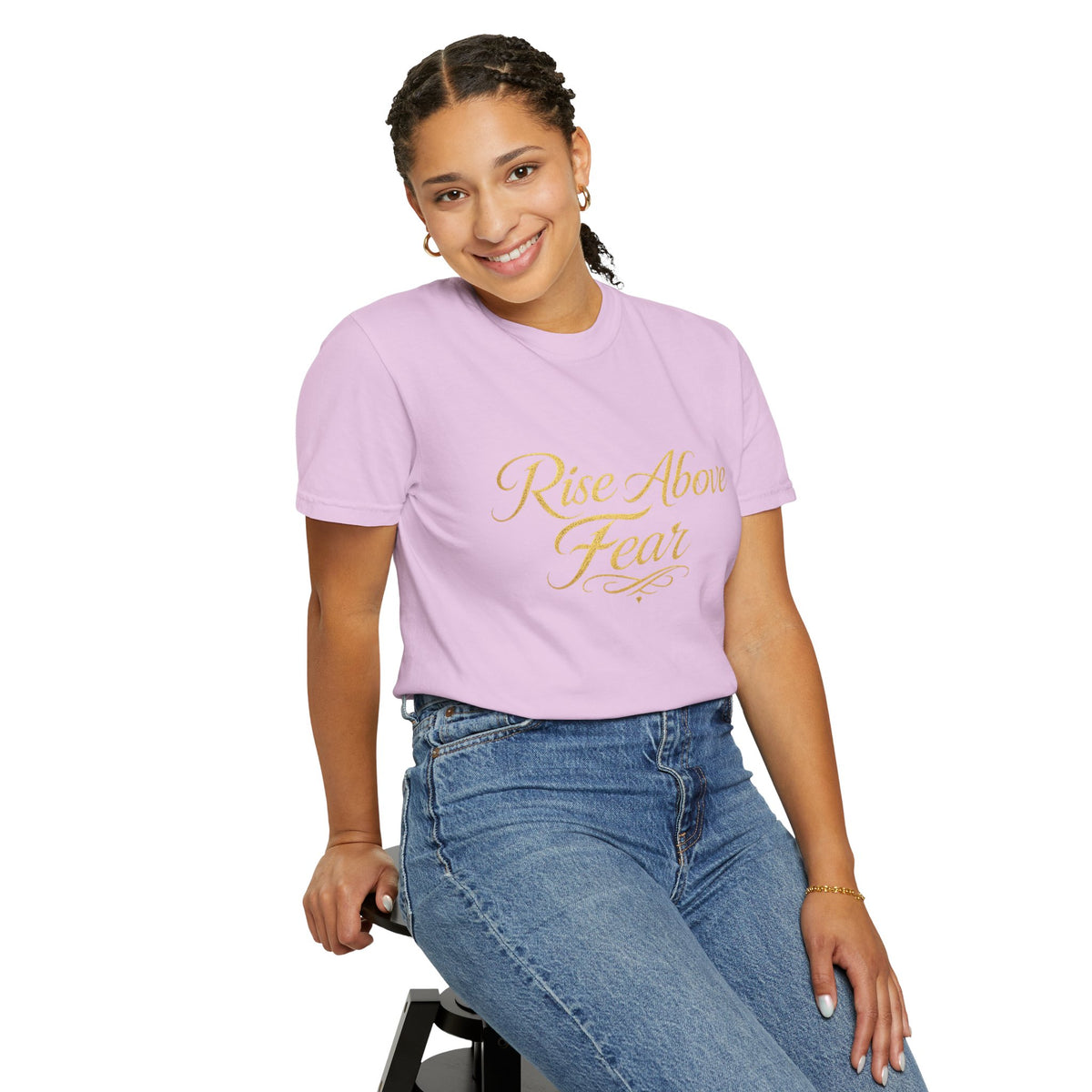 Rise Above Fear T-Shirt — Inspirational Script Graphic Tee