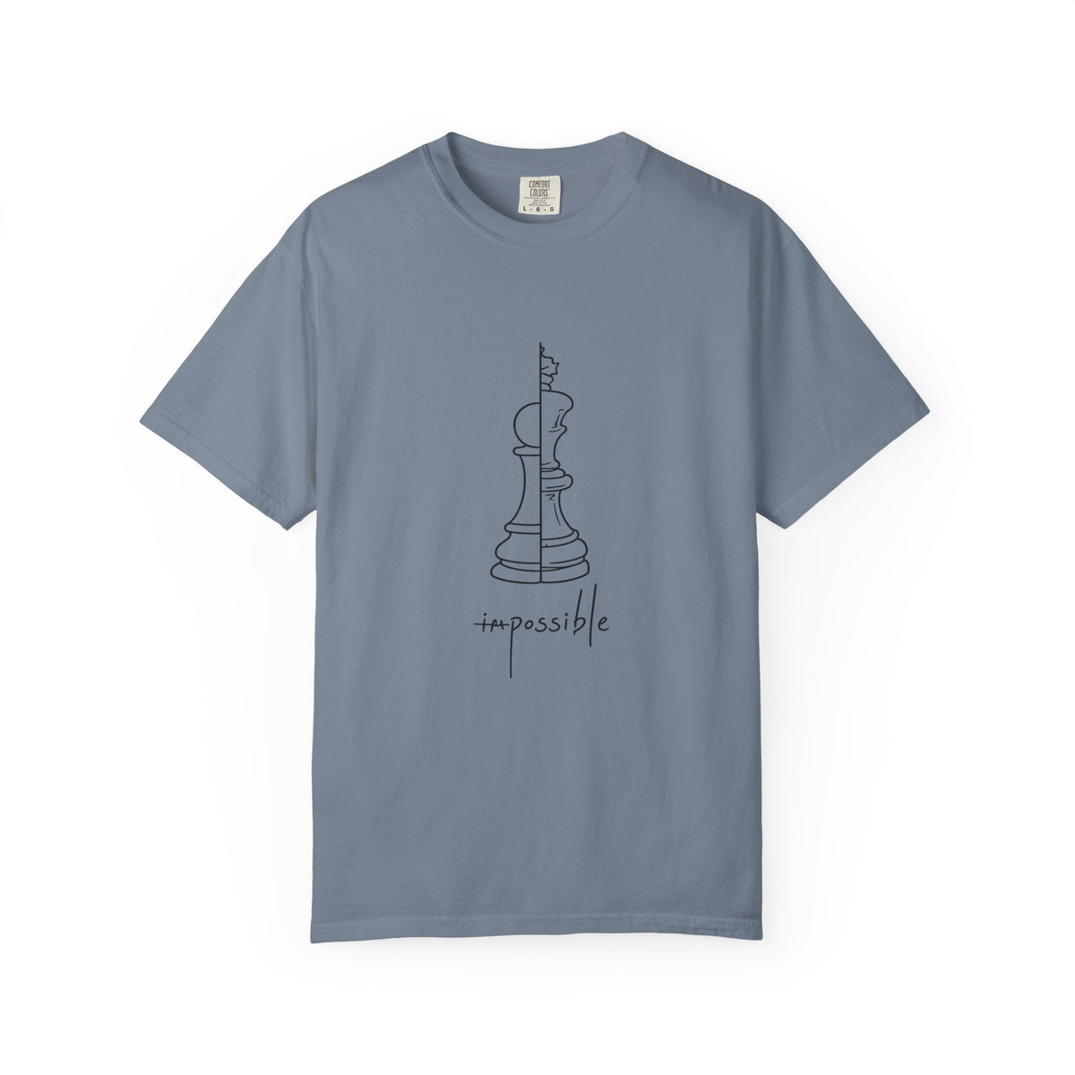 Chess Pawn to King T-Shirt — "Impassible" Minimalist Line Art Tee