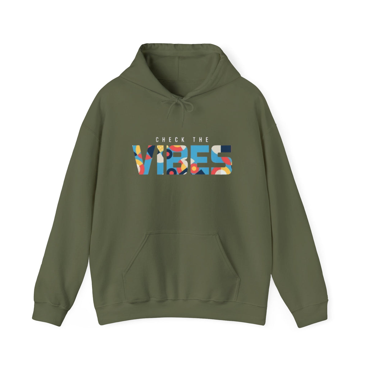 Check The Vibes Hoodie – Colorful Retro Graphic Pullover