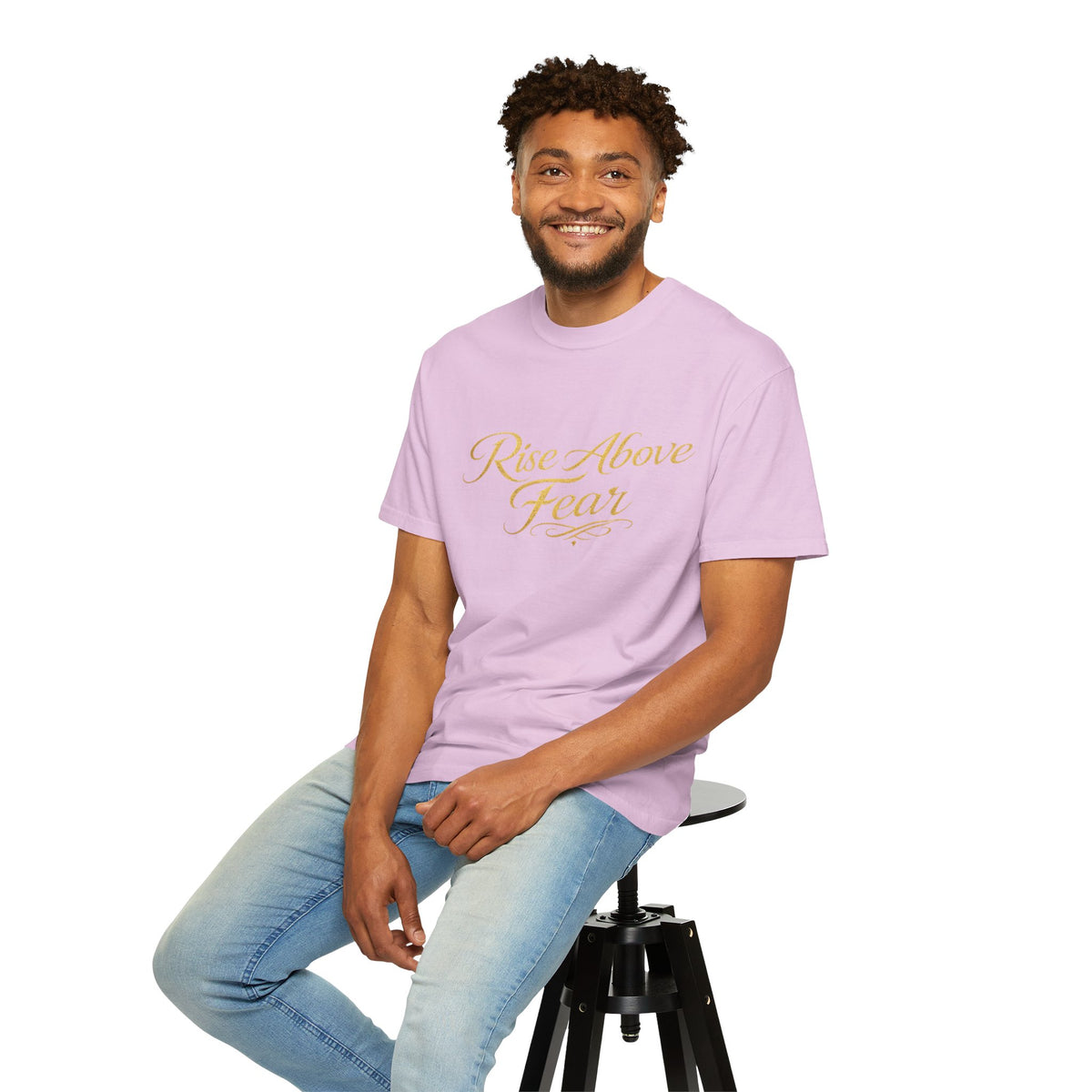 Rise Above Fear T-Shirt — Inspirational Script Graphic Tee