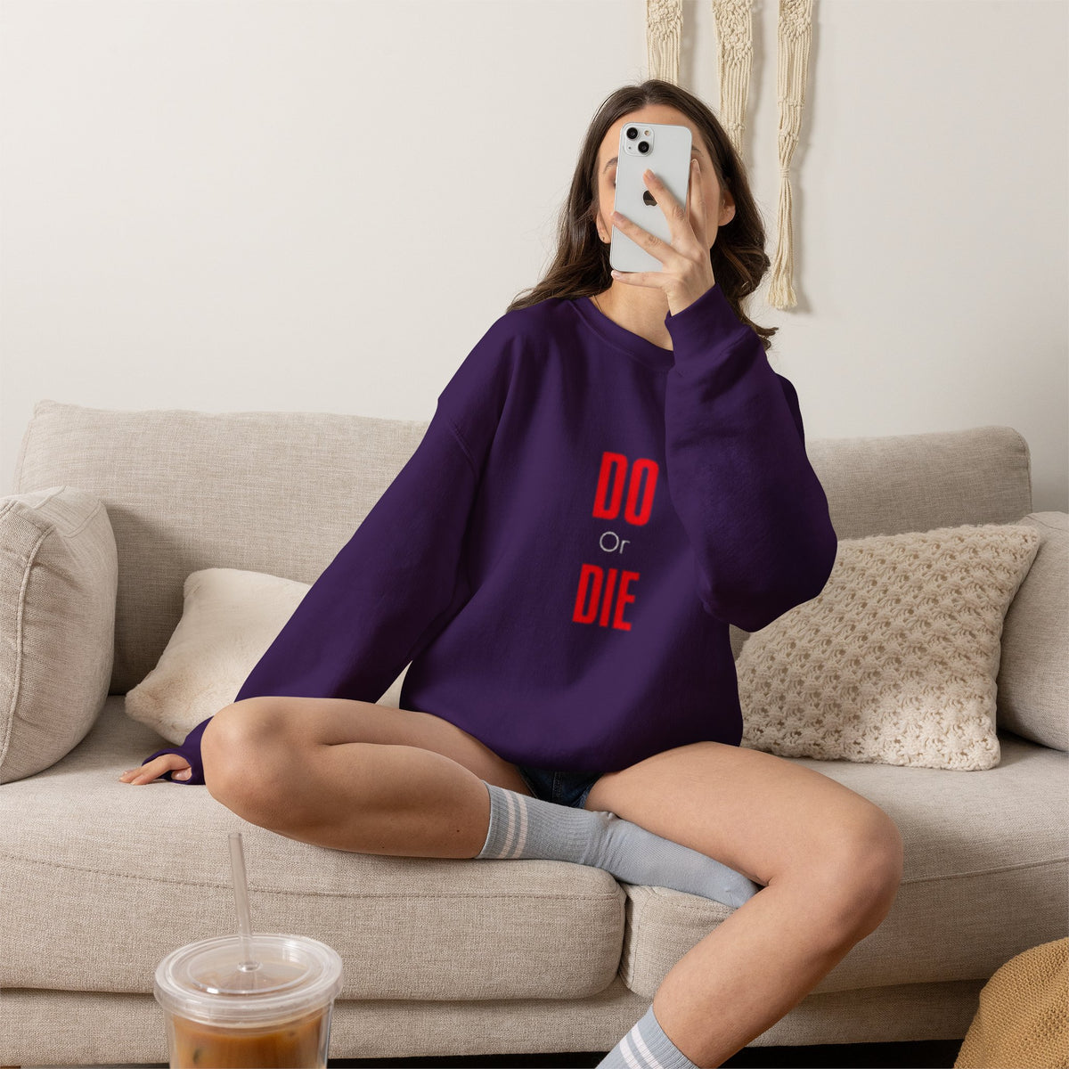 Crewneck Sweatshirt – Minimal 'DO / DIE' Red Vertical Typography