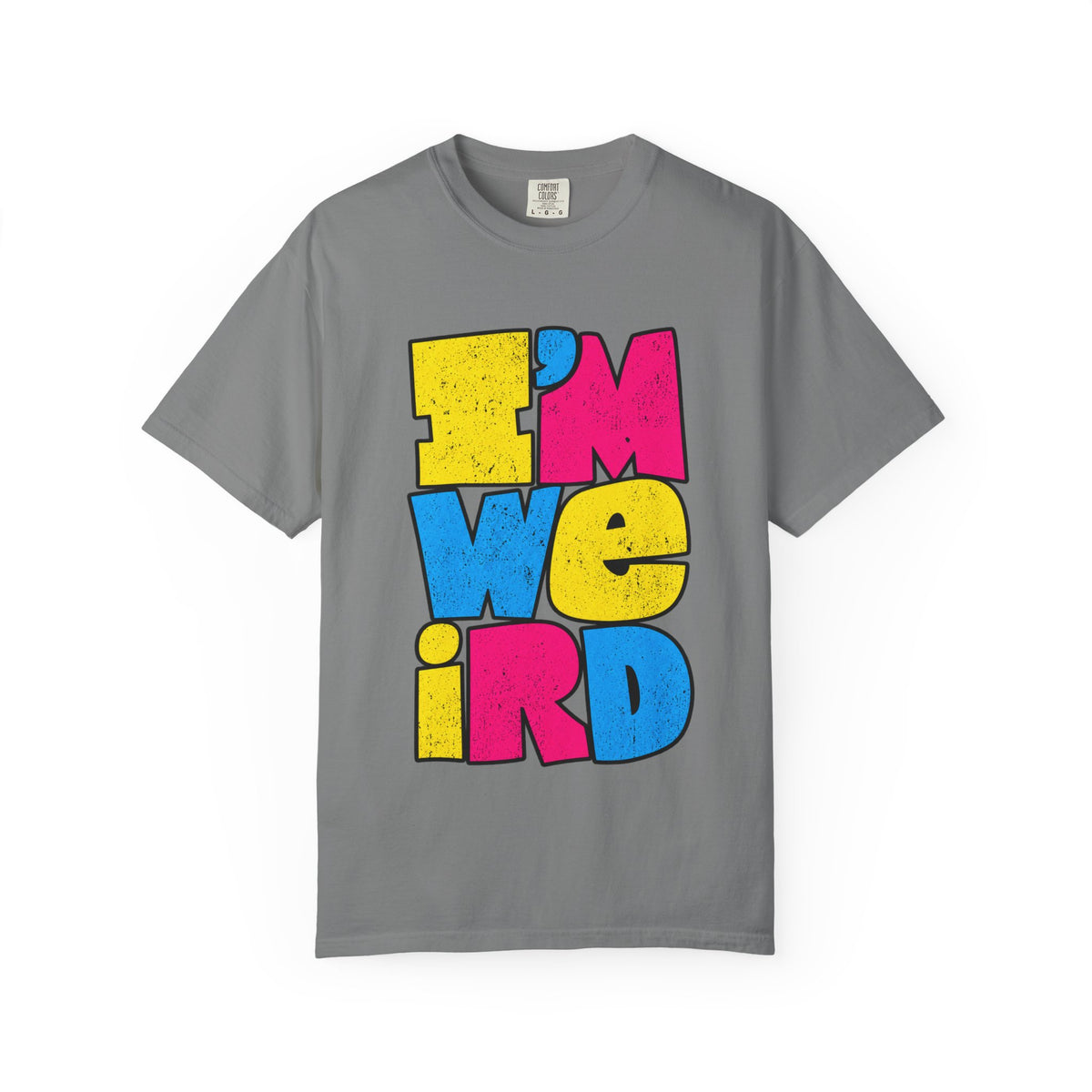 "I'M WEIRD" Colorblock Graphic T-Shirt — Retro Pop Statement Tee