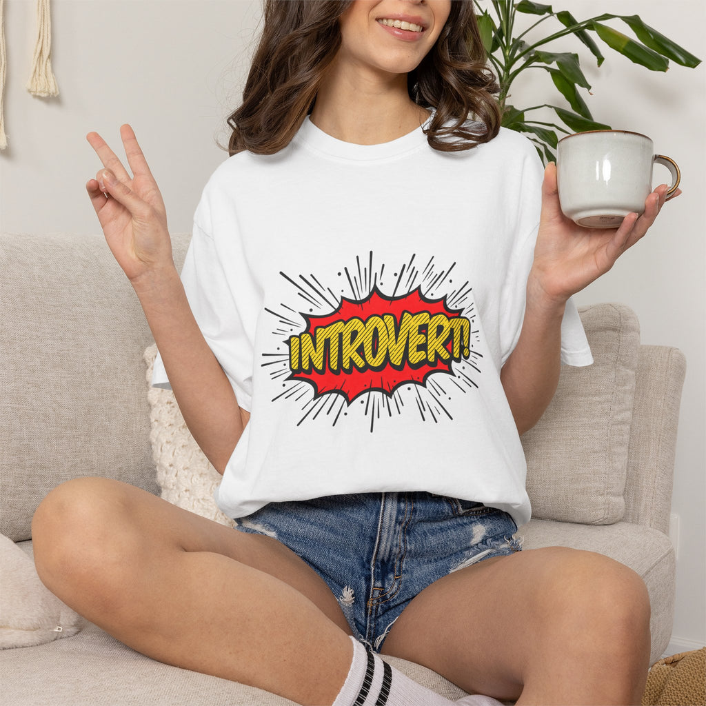 Introvert Comic Pop T-Shirt — Graphic "INTROVERT!" Tee