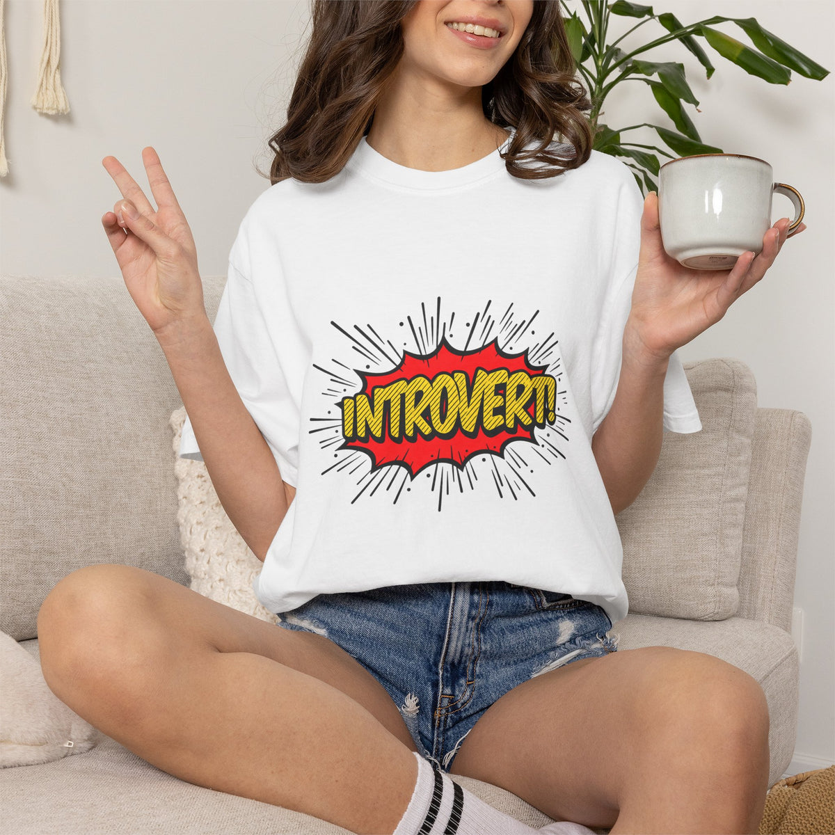 Introvert Comic Pop T-Shirt — Graphic "INTROVERT!" Tee