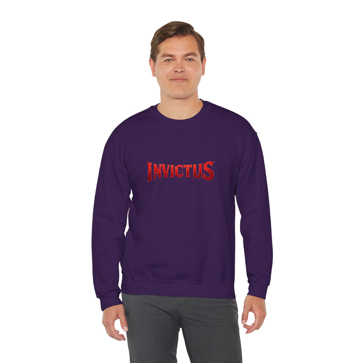 Invictus Crewneck Sweatshirt — Bold Red Script Pullover