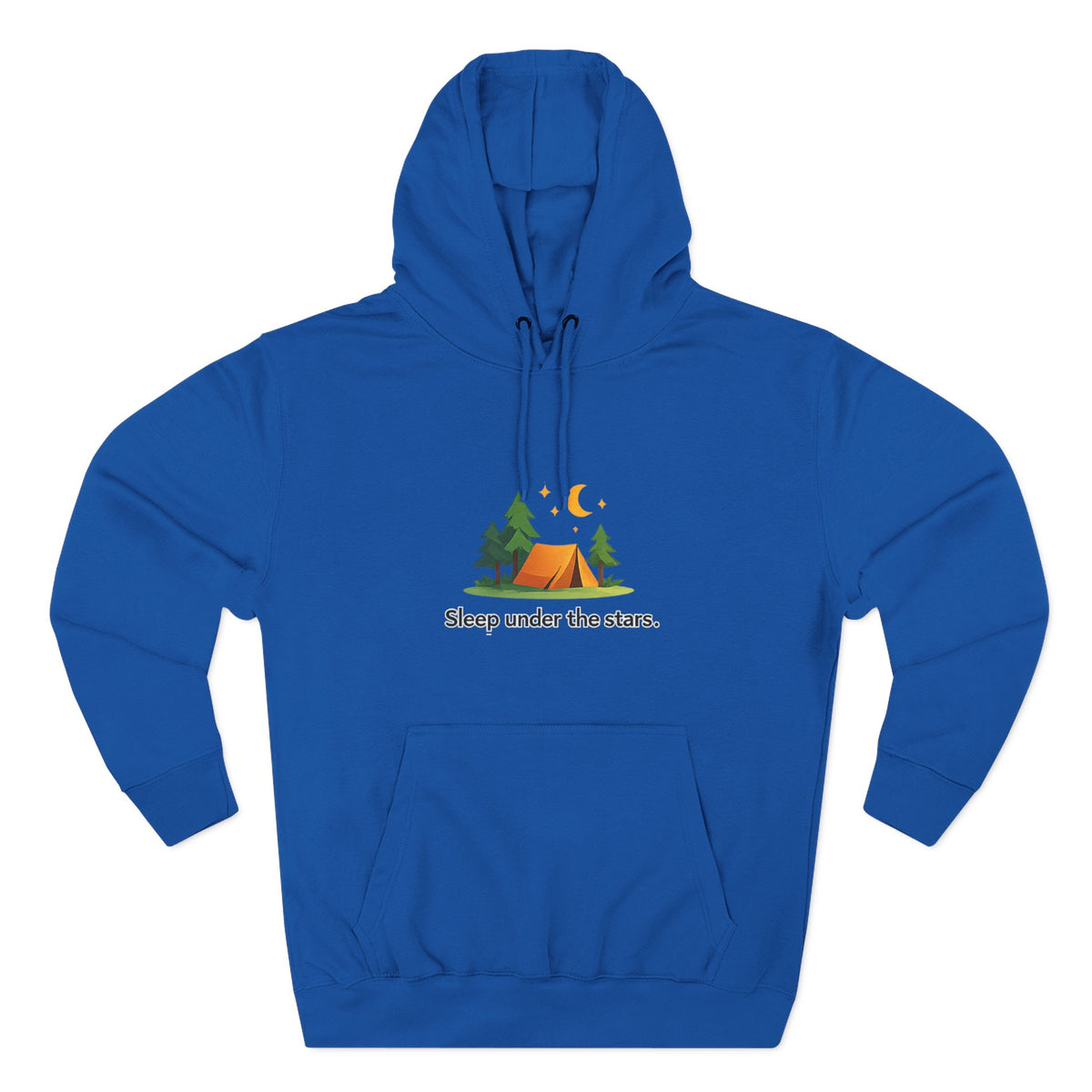 Camping Hoodie — "Sleep Under the Stars" Tent & Moon Graphic
