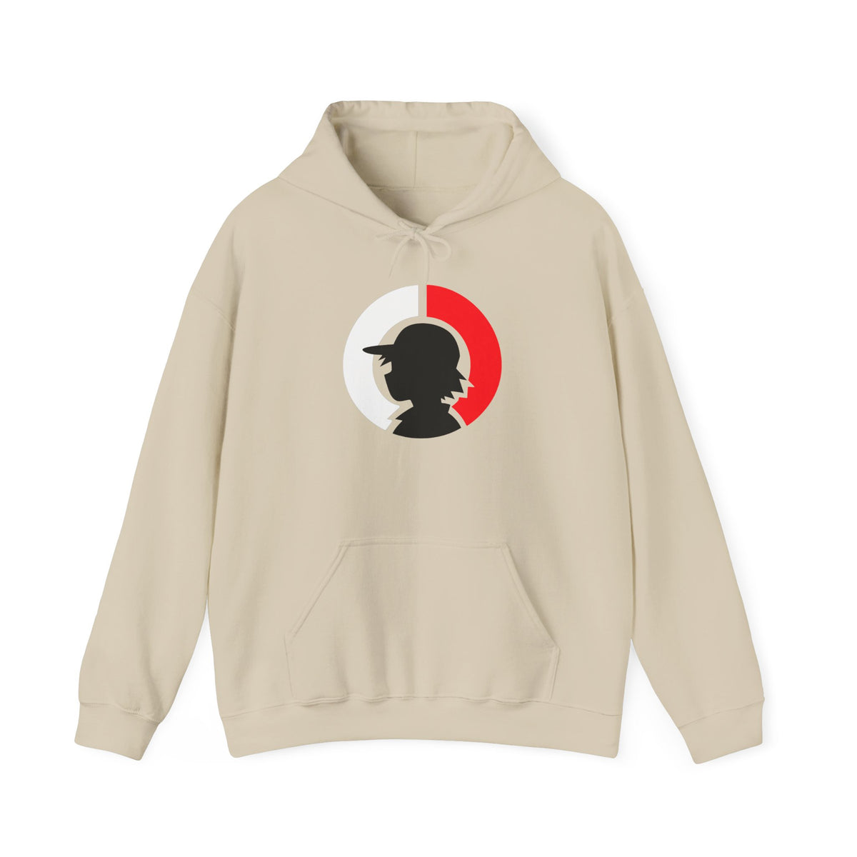 Detective Silhouette Hoodie – Minimal Red Moon Mystery Graphic