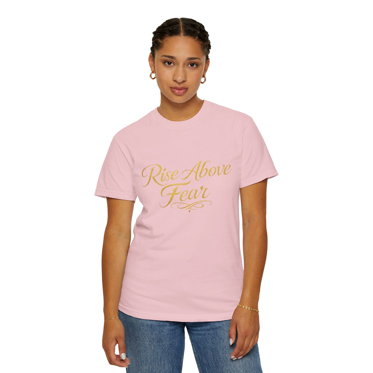 Rise Above Fear T-Shirt — Inspirational Script Graphic Tee
