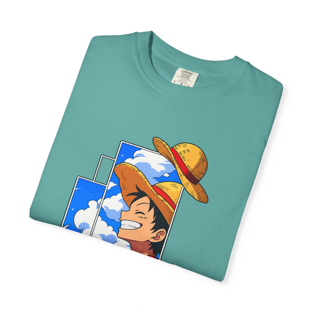 Anime Straw Hat Crew T-Shirt — Luffy Smiling Sky Graphic Tee