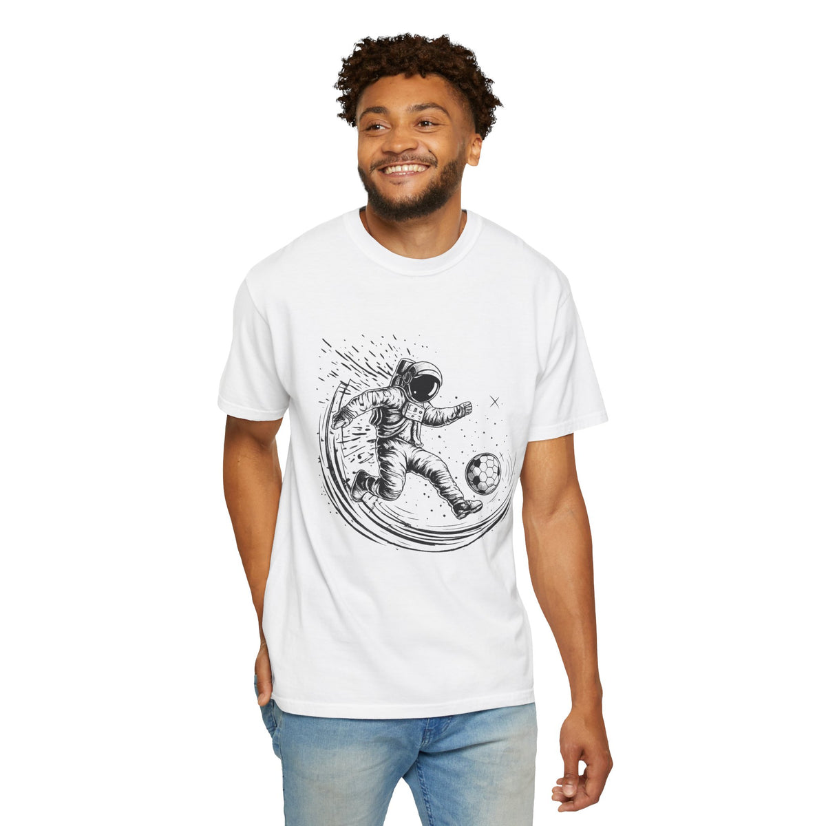 Astronaut Soccer T-Shirt — Space Football Graphic Tee