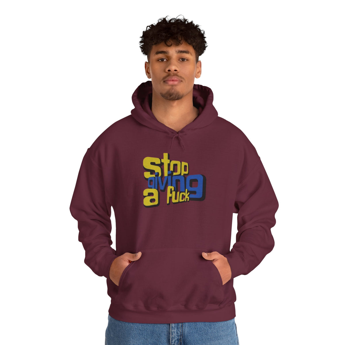 Hoodie — "Stop Giving a F*ck" Bold Retro Graphic Hoodie