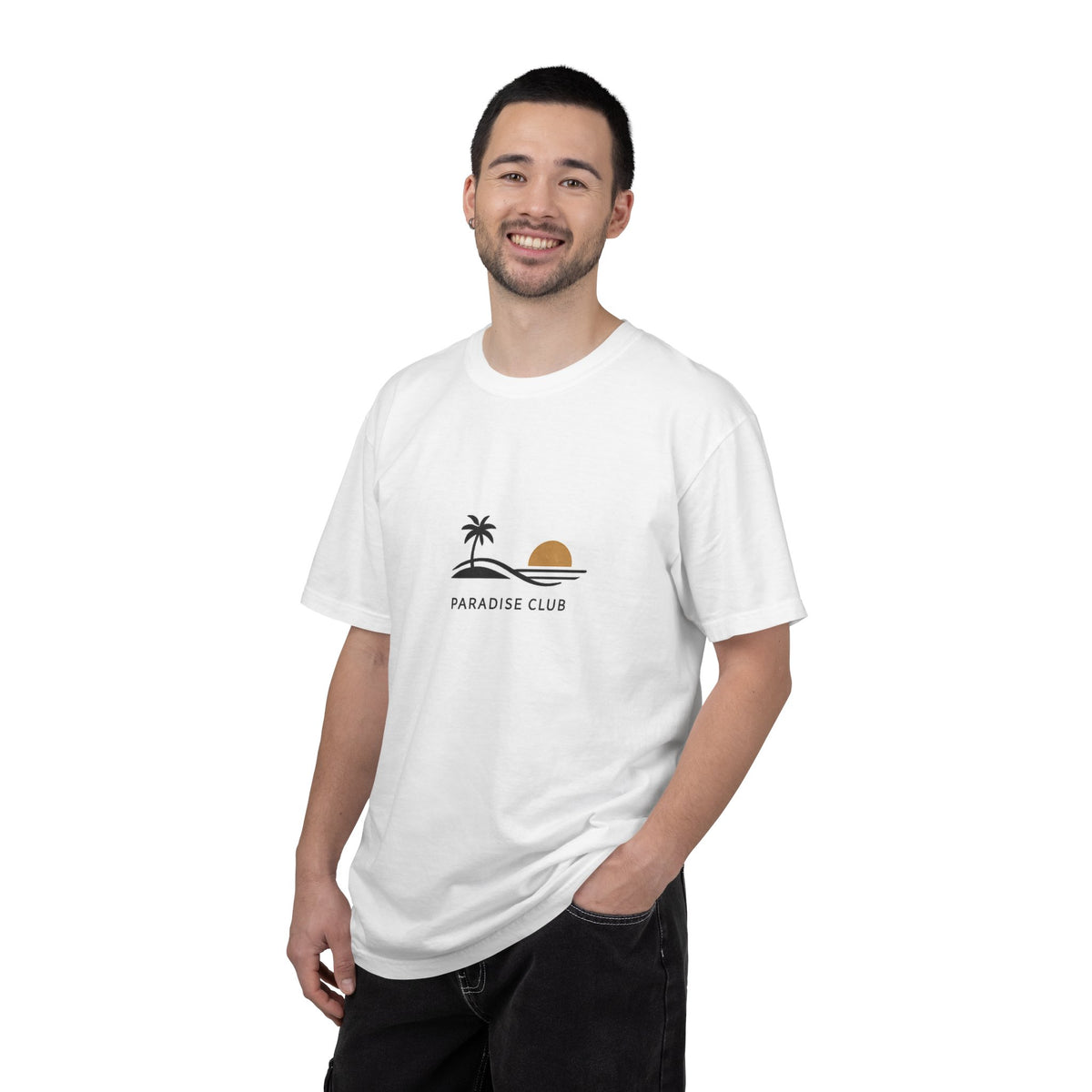 Paradise Club Tee — Minimal Sunset Palm Graphic T-Shirt