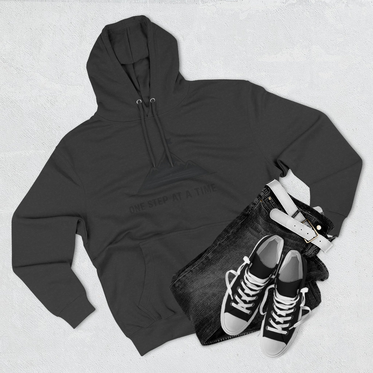 Hoodie - 'One Step at a Time' Mountain Graphic Fleece Hoodie