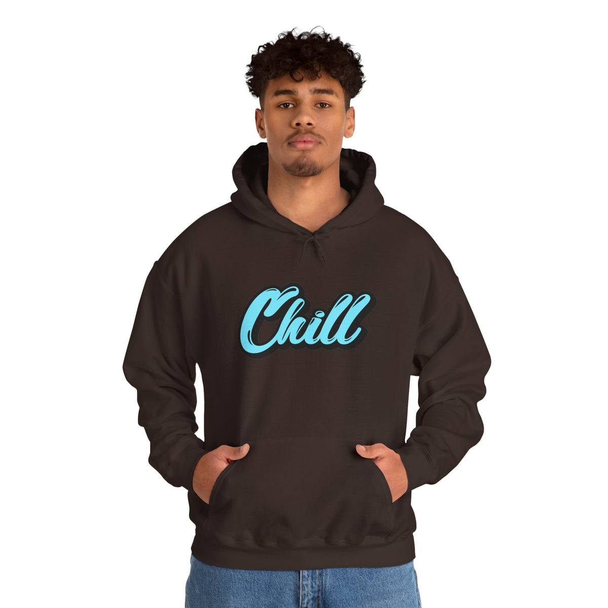 Chill Script Hoodie — Retro Blue Chill Graphic Pullover