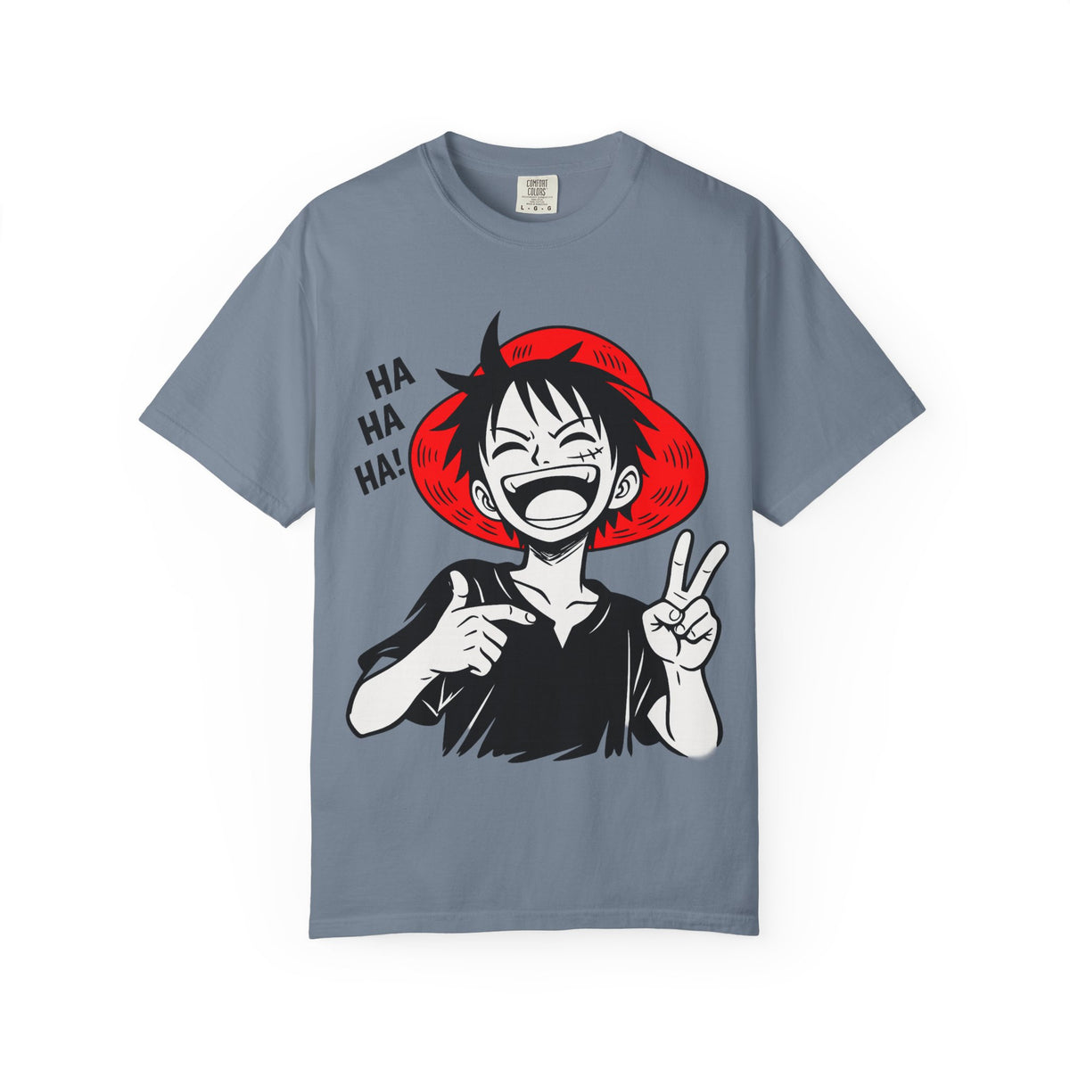Anime Luffy Laughing Graphic T-shirt - Monkey D. Luffy Peace Sign Tee
