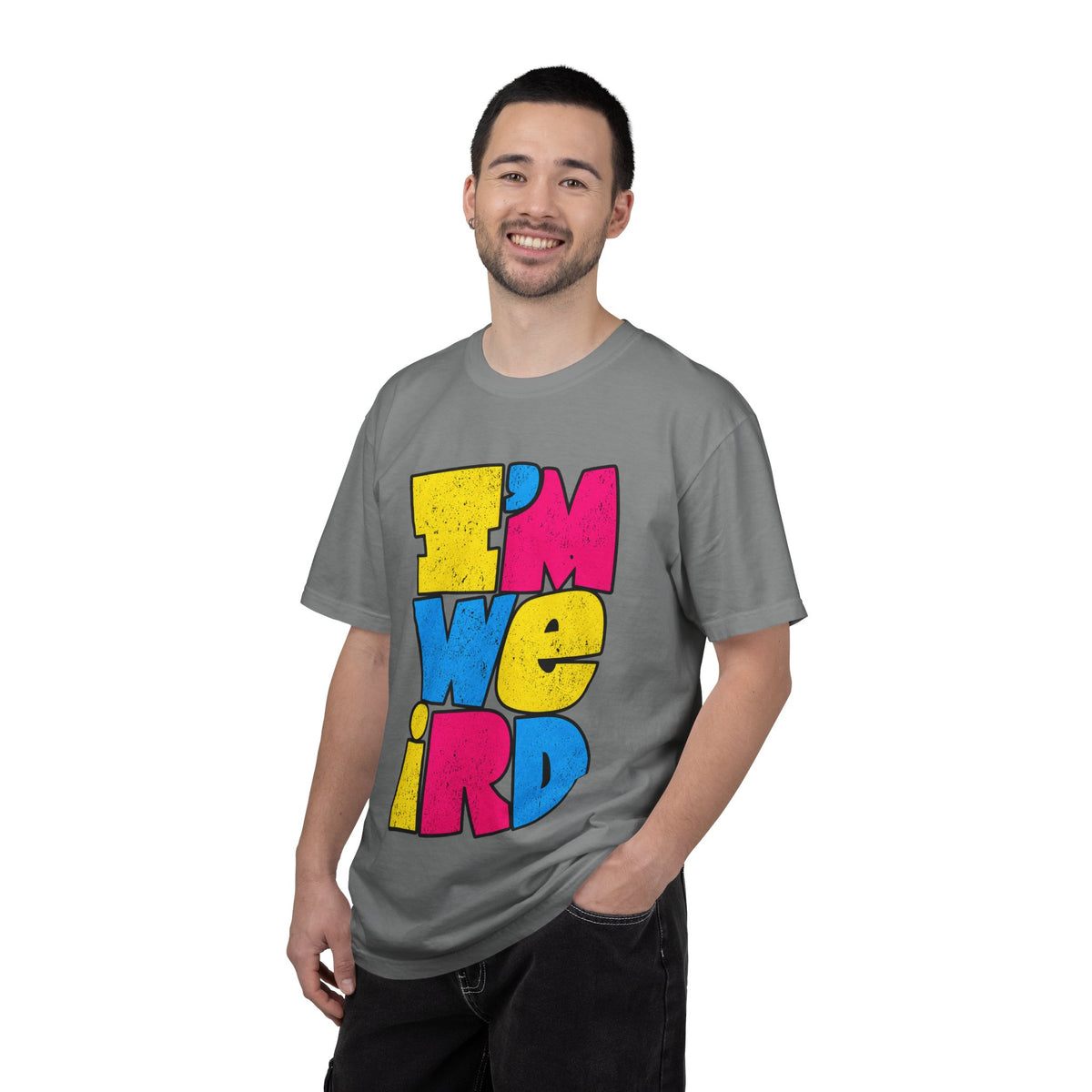 "I'M WEIRD" Colorblock Graphic T-Shirt — Retro Pop Statement Tee