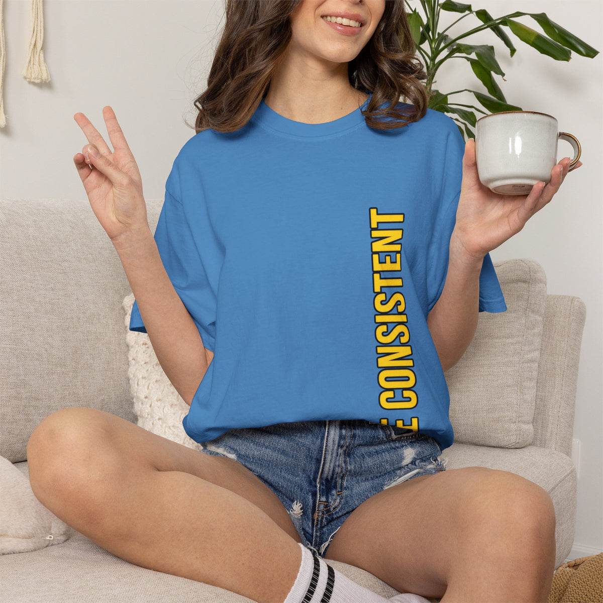 Be Consistent Vertical Graphic T-Shirt — Motivational Fitness Tee