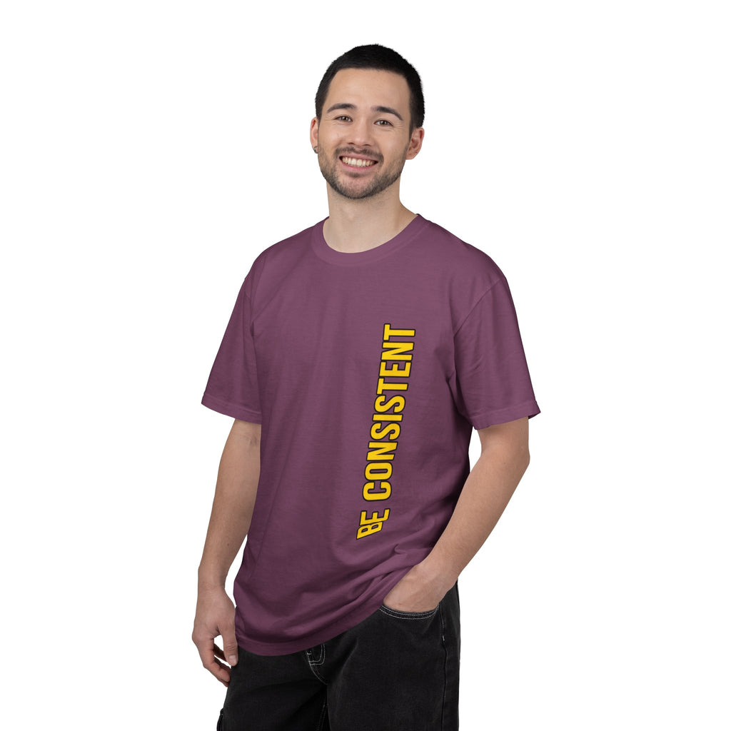 Be Consistent Vertical Graphic T-Shirt — Motivational Fitness Tee