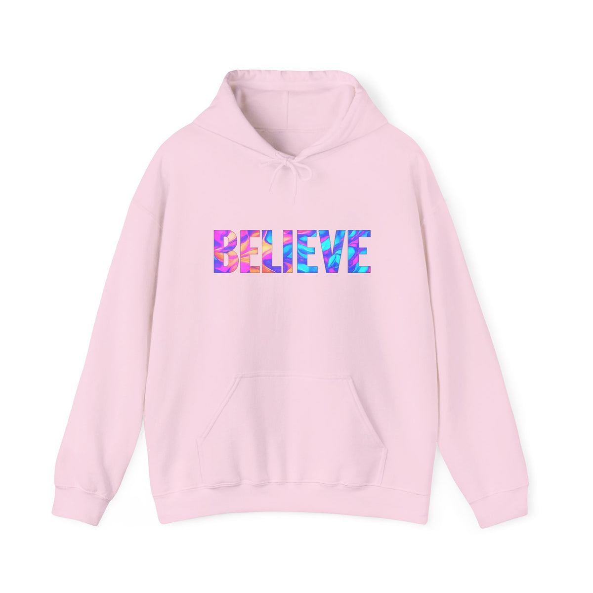 Believe in Yourself Hoodie — Colorful Watercolor Text Inspirational Sweatshirt