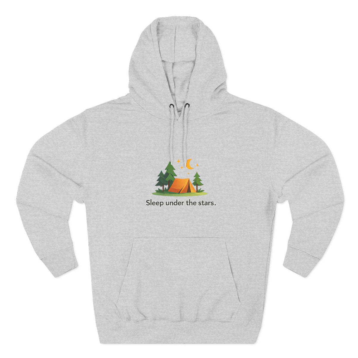 Camping Hoodie — "Sleep Under the Stars" Tent & Moon Graphic