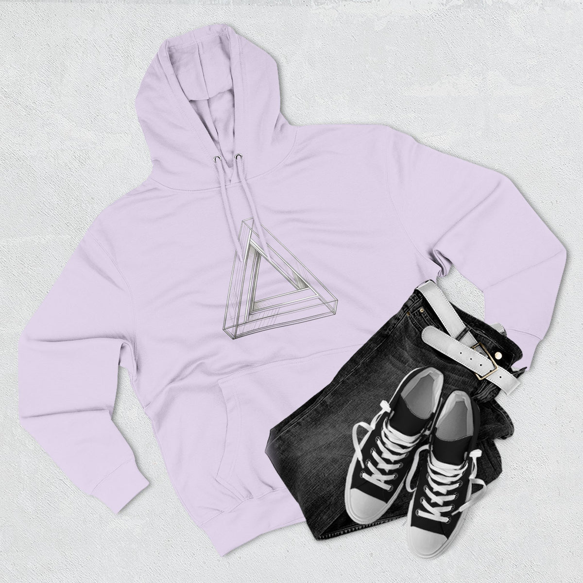 Minimal Geometric Triangle Hoodie — Three-Panel Illusion Design