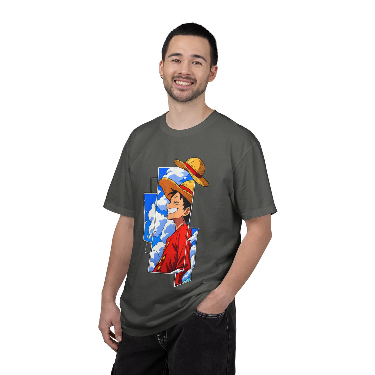 Anime Straw Hat Crew T-Shirt — Luffy Smiling Sky Graphic Tee
