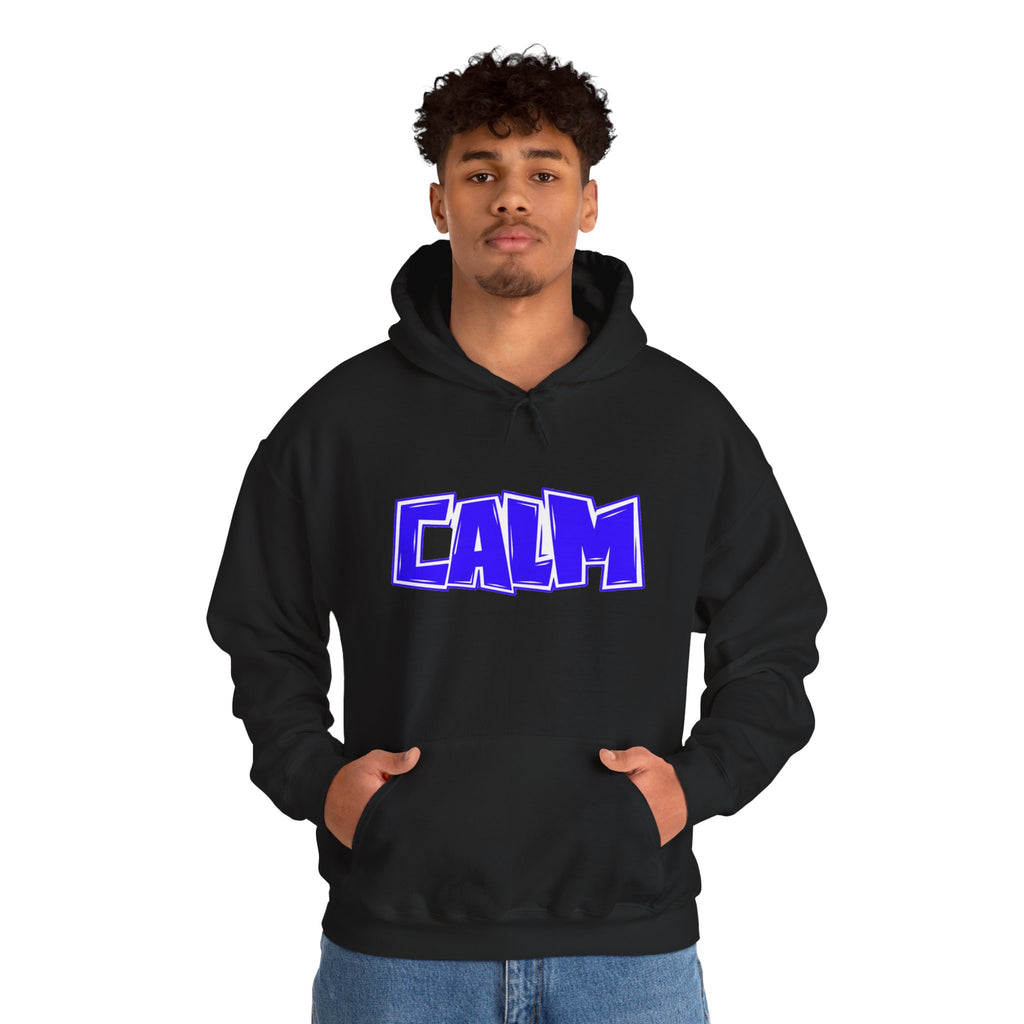 Calm Graphic Hoodie — Bold Blue Streetwear Pullover