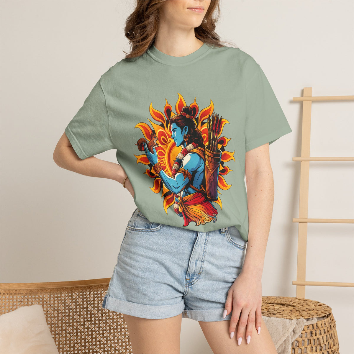 T-Shirt Ram Ji — Mythic Archer Illustration Tee (Sunburst Warrior Graphic)