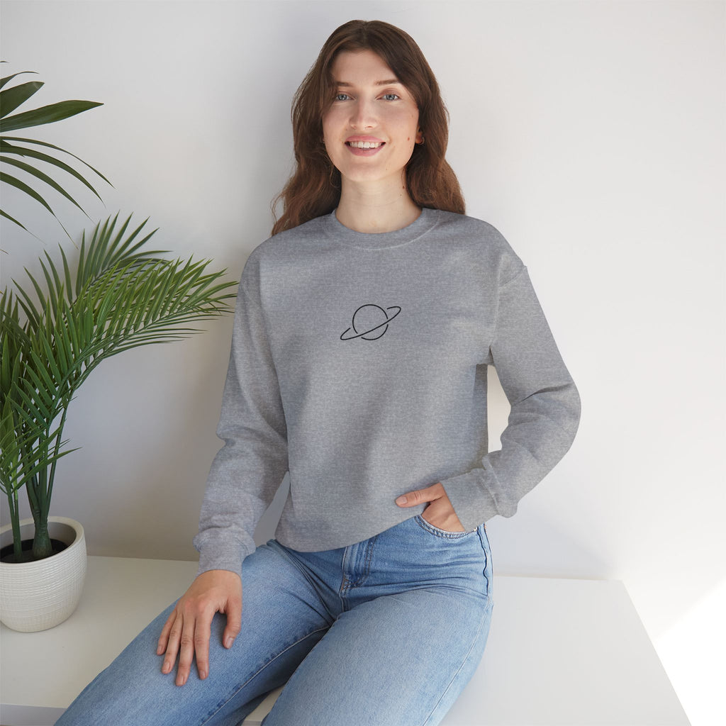 Minimal Planet Crewneck Sweatshirt Embroidered