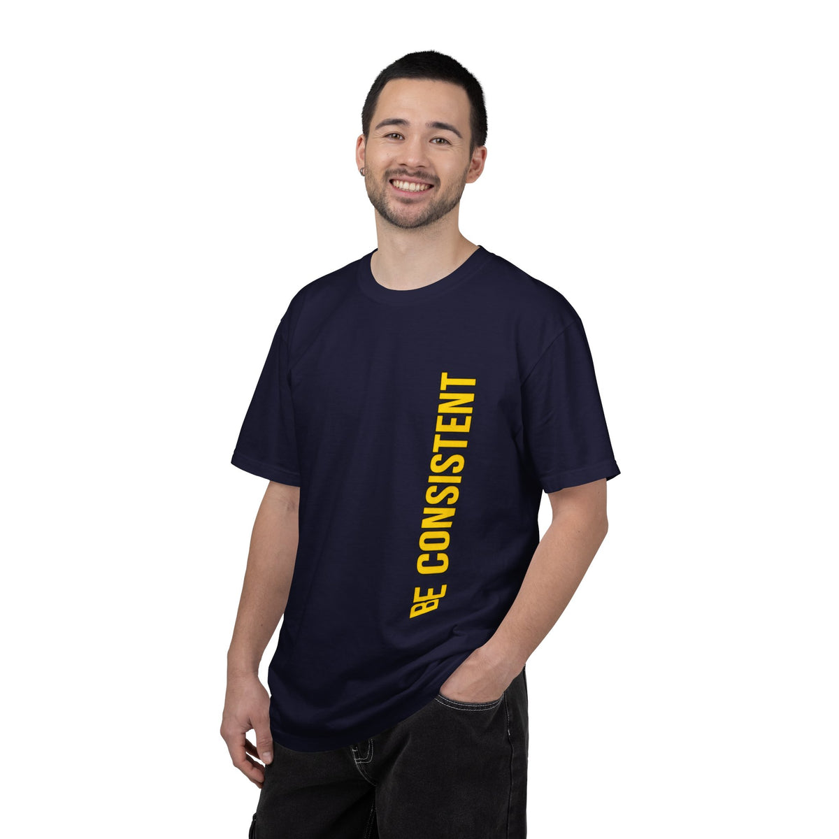Be Consistent Vertical Graphic T-Shirt — Motivational Fitness Tee