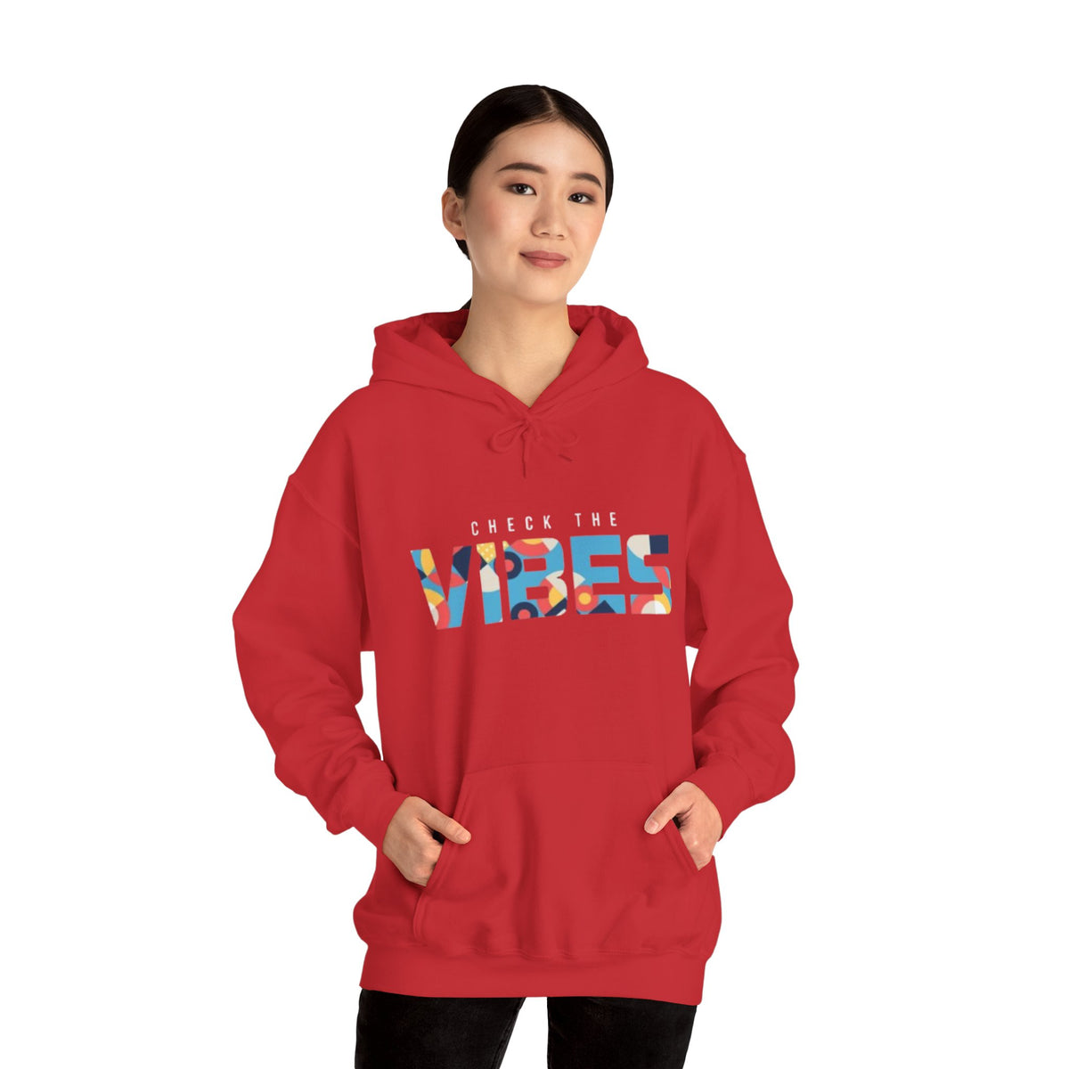 Check The Vibes Hoodie – Colorful Retro Graphic Pullover