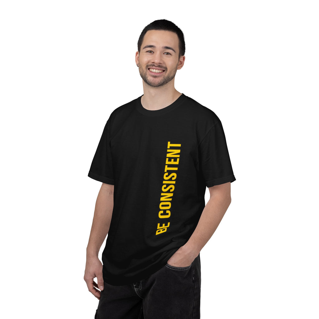 Be Consistent Vertical Graphic T-Shirt — Motivational Fitness Tee