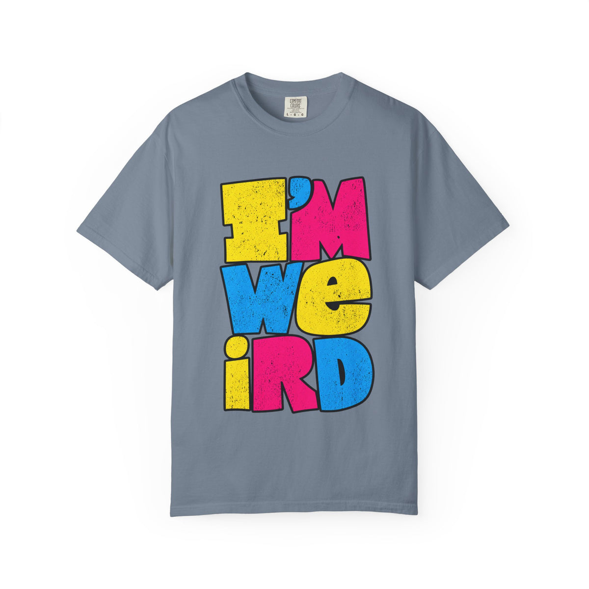 "I'M WEIRD" Colorblock Graphic T-Shirt — Retro Pop Statement Tee