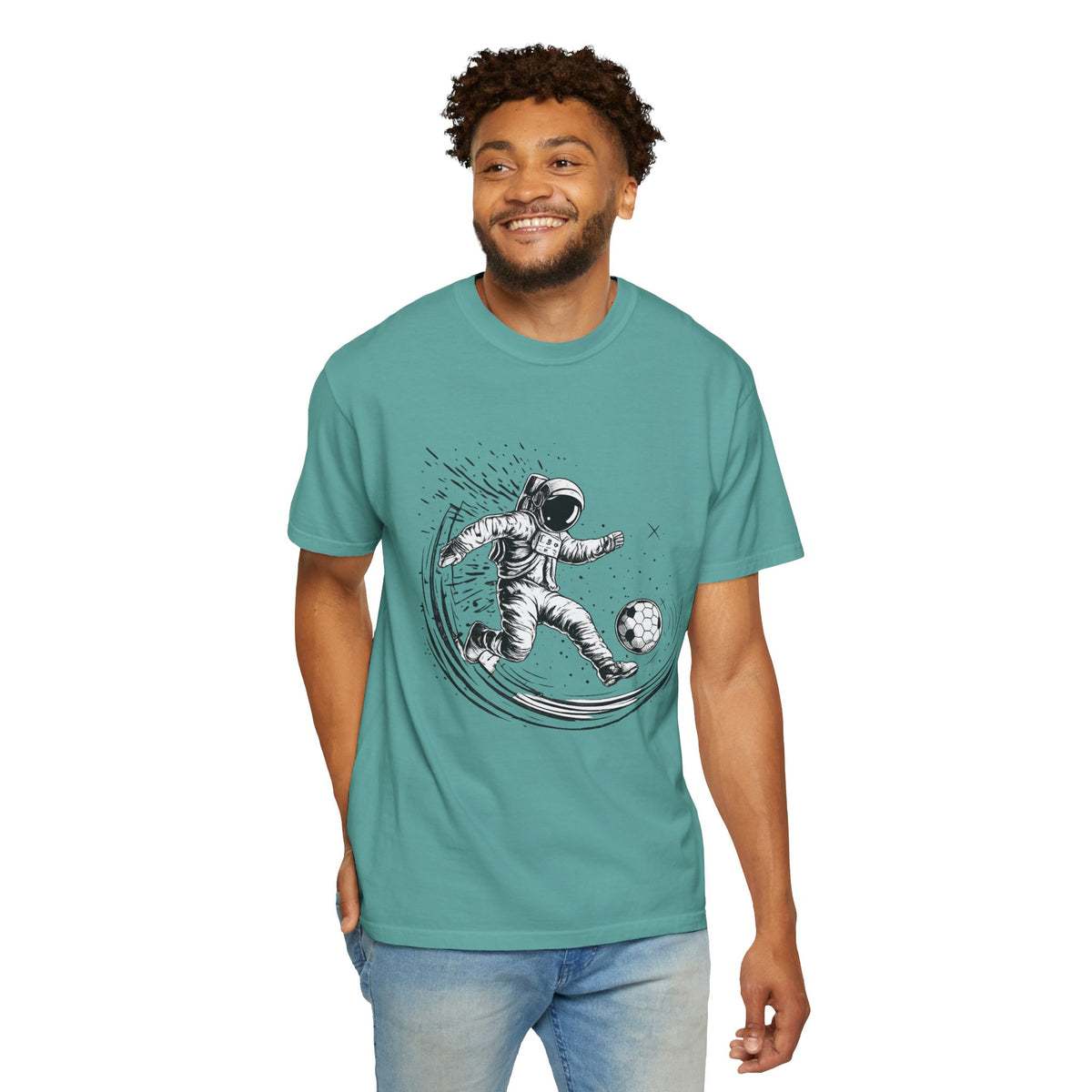 Astronaut Soccer T-Shirt — Space Football Graphic Tee