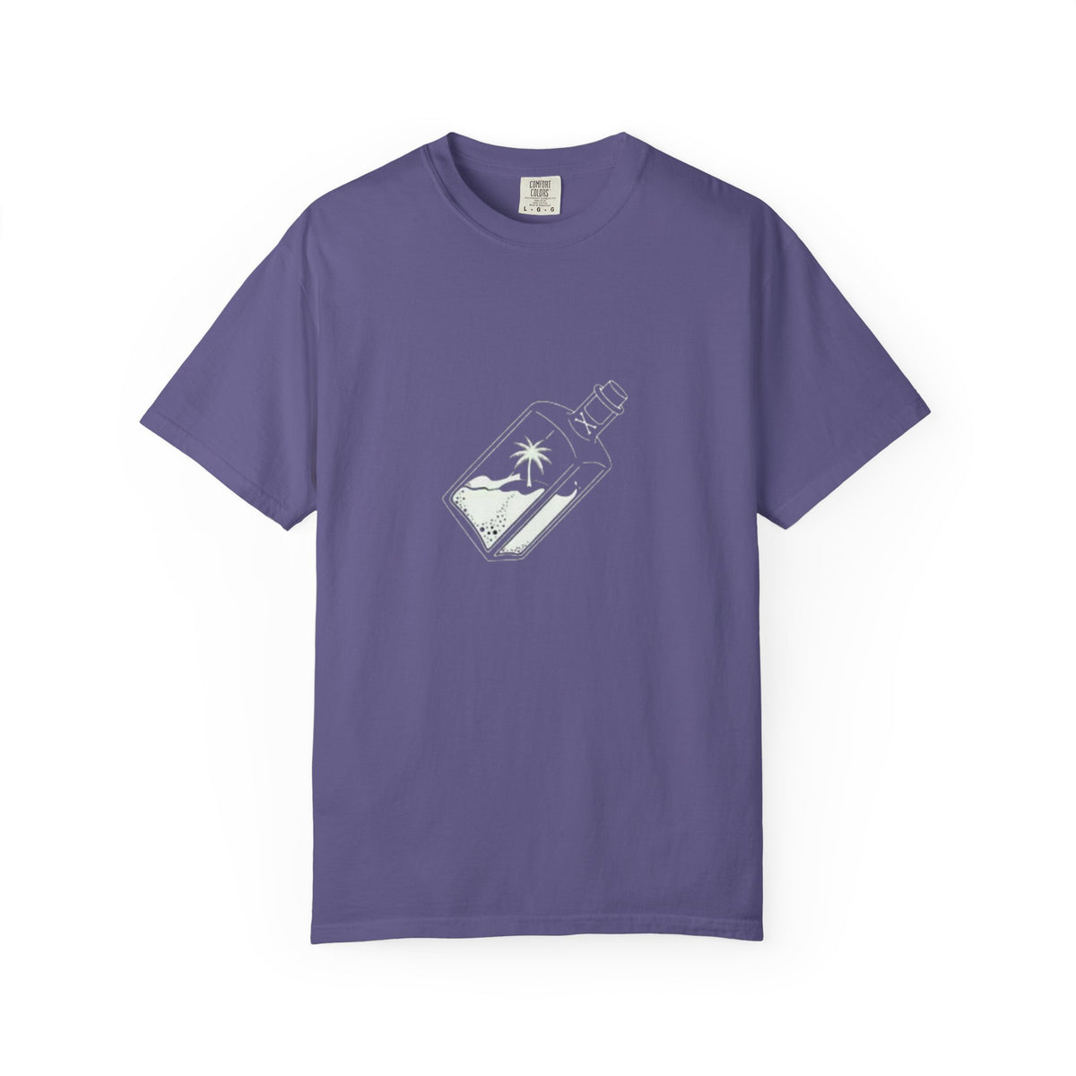 Pocket Island T‑Shirt — Minimal Bottle Isle Graphic Tee