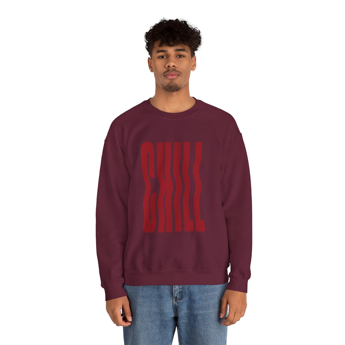 Chill Distorted Text Crewneck Sweatshirt