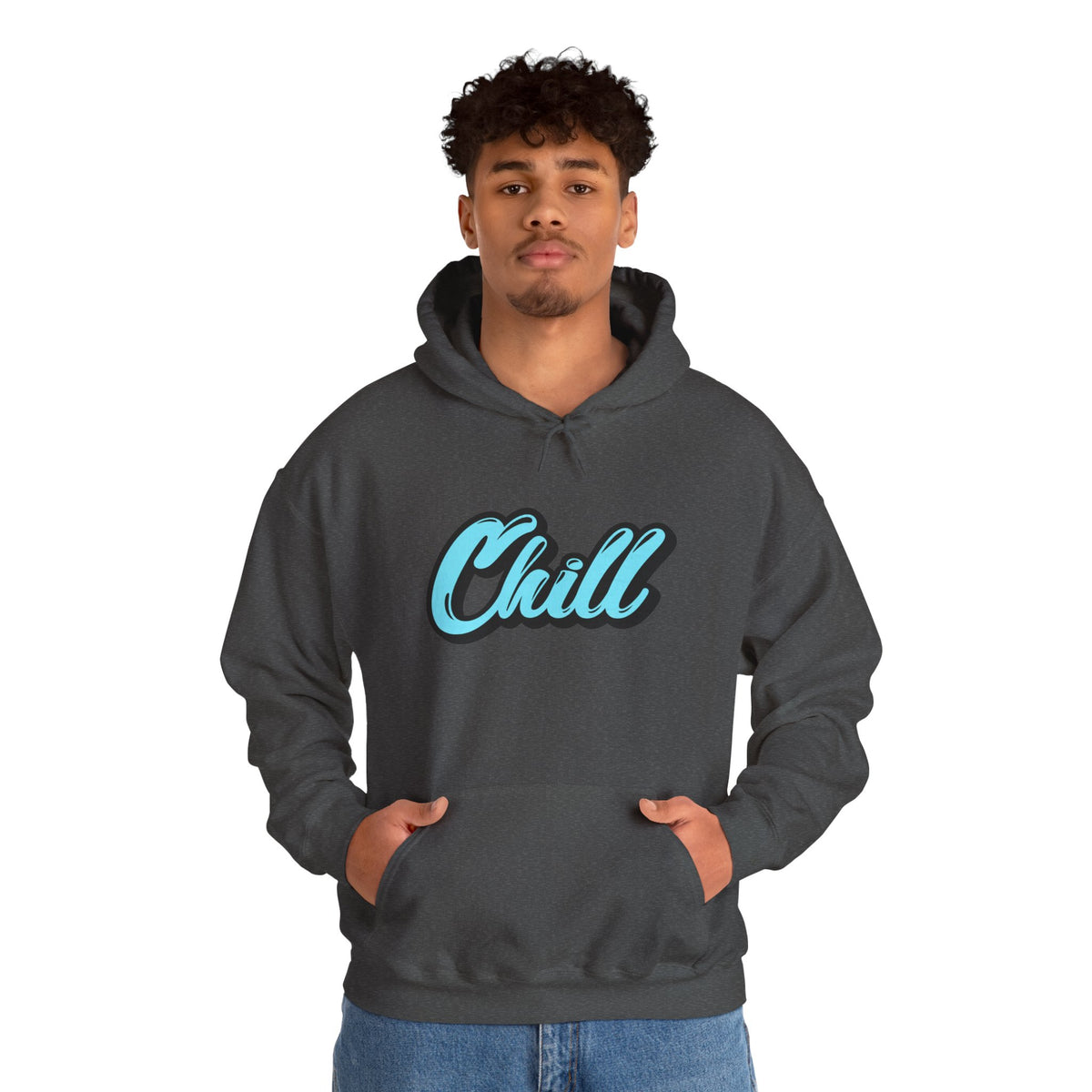 Chill Script Hoodie — Retro Blue Chill Graphic Pullover
