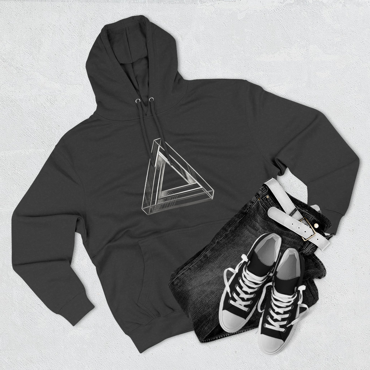 Minimal Geometric Triangle Hoodie — Three-Panel Illusion Design