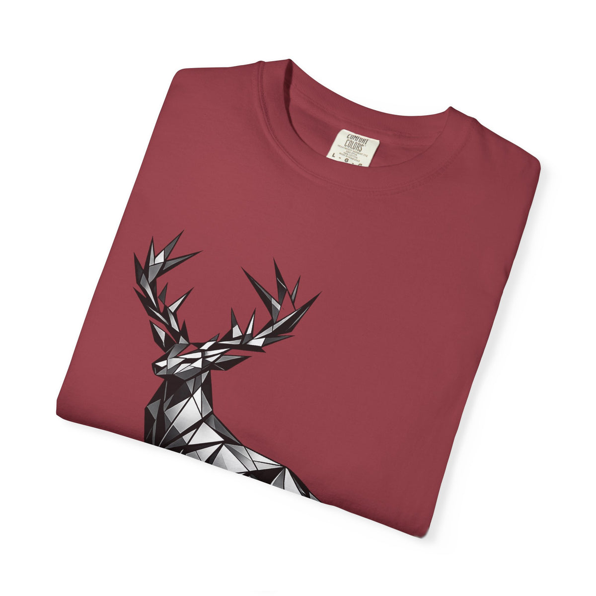 Geometric Stag T-Shirt — Black Polygon Deer Graphic Tee