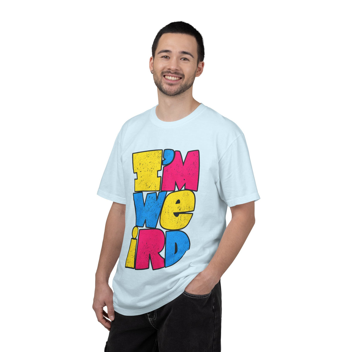 "I'M WEIRD" Colorblock Graphic T-Shirt — Retro Pop Statement Tee
