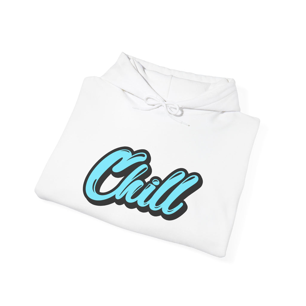 Chill Script Hoodie — Retro Blue Chill Graphic Pullover