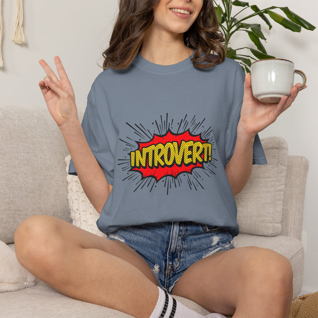 Introvert Comic Pop T-Shirt — Graphic "INTROVERT!" Tee